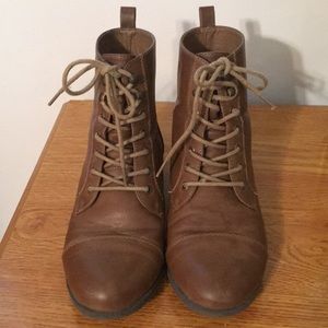 Brown faux leather booties